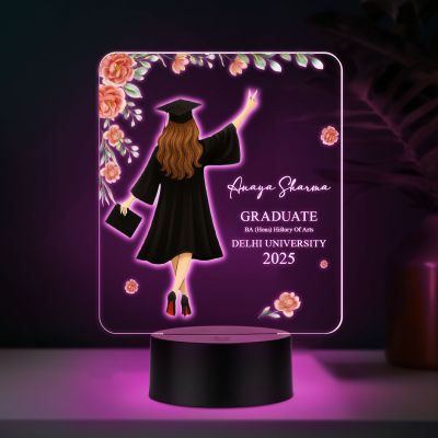 Personalized Graduate Night Lamp | Custom with Name & University Name Automatic Color Changing Light Congratulation Graduate Gift for Daughter Sister Son Brother Appreciation Gift